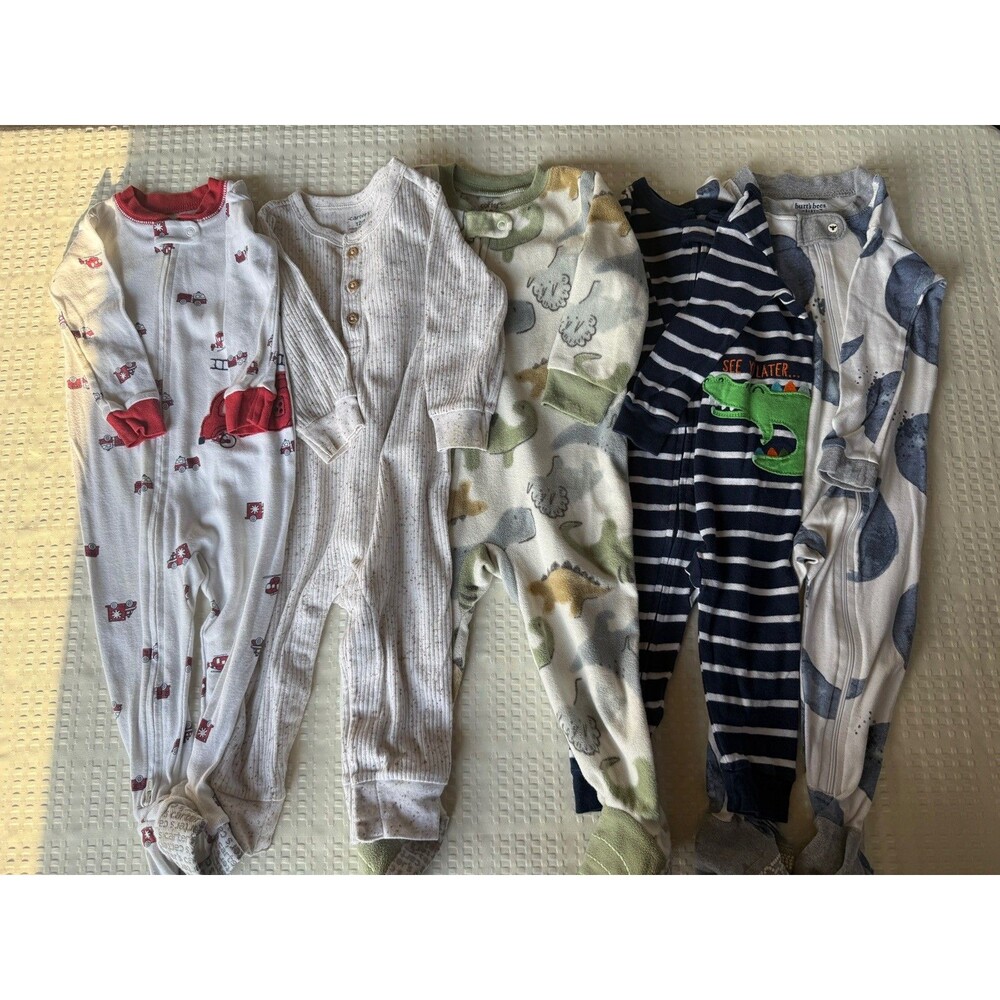 Lot 5 Dungarees Pajamas Baby Male - Size 12 Months Mix Brands Carter's and more